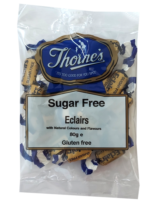Packaging of Thorne's sugar-free eclairs with visible branding and product details.