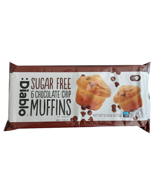 Diablo Sugar free Chocolate Chip Muffins (6 Muffins)