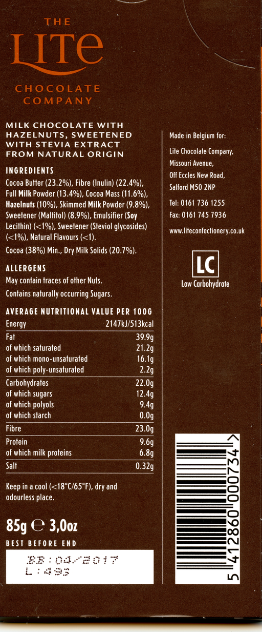 Hazelnut stevia nutritional info