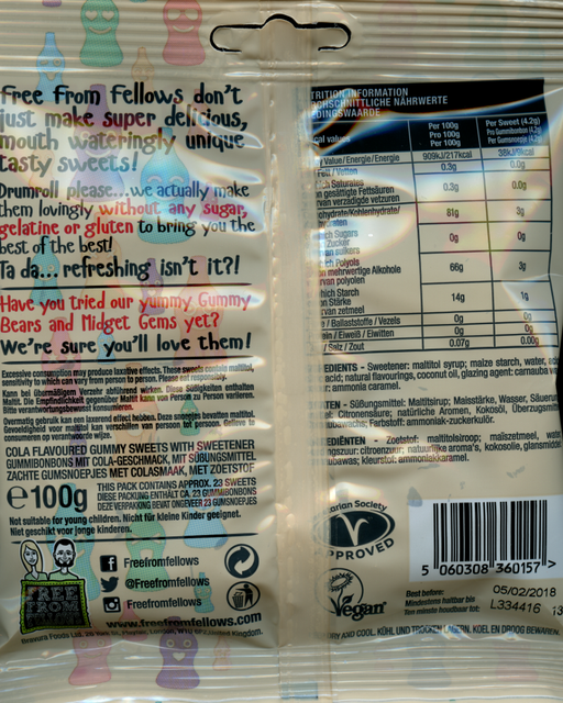 From Fellows Sugar Free Cola Bottles (vegan) Back