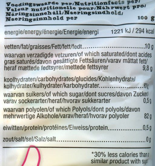 de Bron Sugar free fruit and juice toffee nutritional info