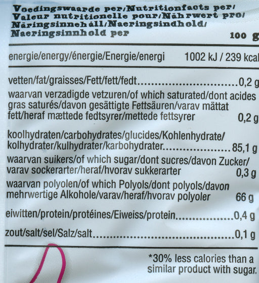 de Bron Sweet Sugar Free Liquorice Nutitional info