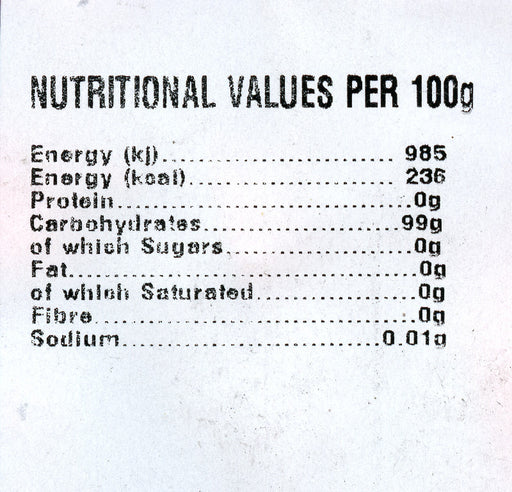 Monarch Sugar free Nutritional information