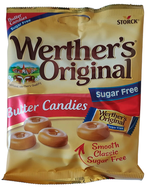 Package of Werther's Original sugar free Butter Candies on a white background