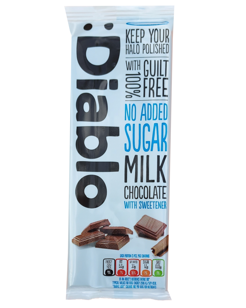 Diablo No Added Sugar Milk Chocolate packet front