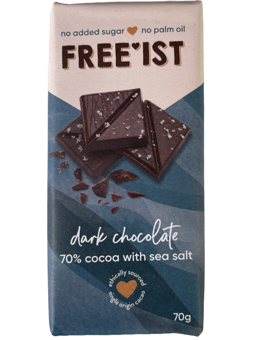 Free'ist Dark Chocolate With Sea Salt (NAS with Stevia)