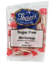 Packaging of Thorne's Sugar Free Mint Humbugs with a clear background