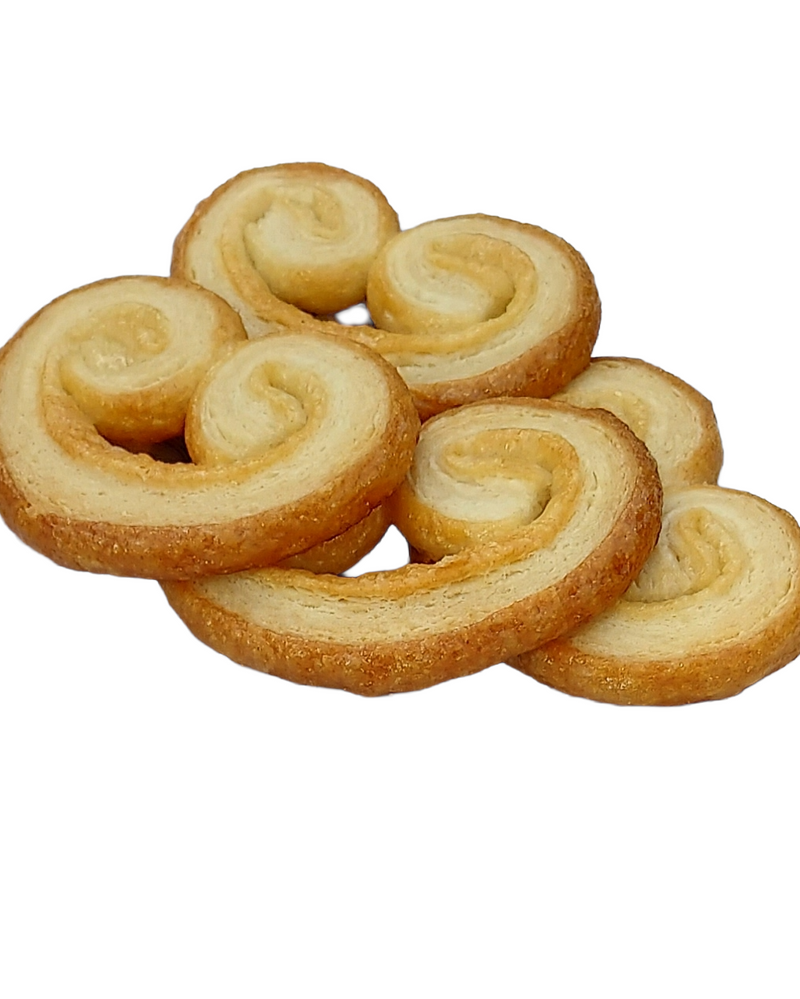 golden-brown No added Sugar palmiers on a plain white background.