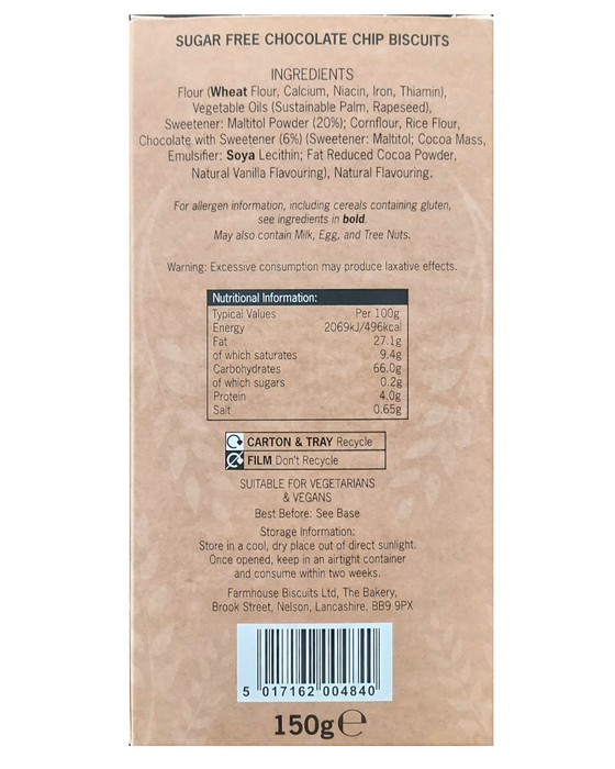 Farm House Sugar Free Chocolate Chip cookies  packet front Packet Pack