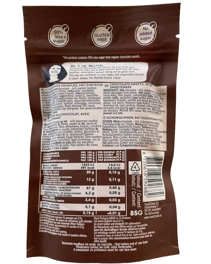 Food2Smile ChocoSmiles (No Added Sugar) back
