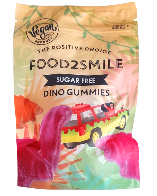 Food2Smile Sugar Free Dino Gummies packet front
