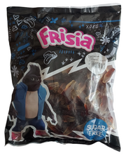 Frisia  sf cola bottles package with a cartoon character on a black background