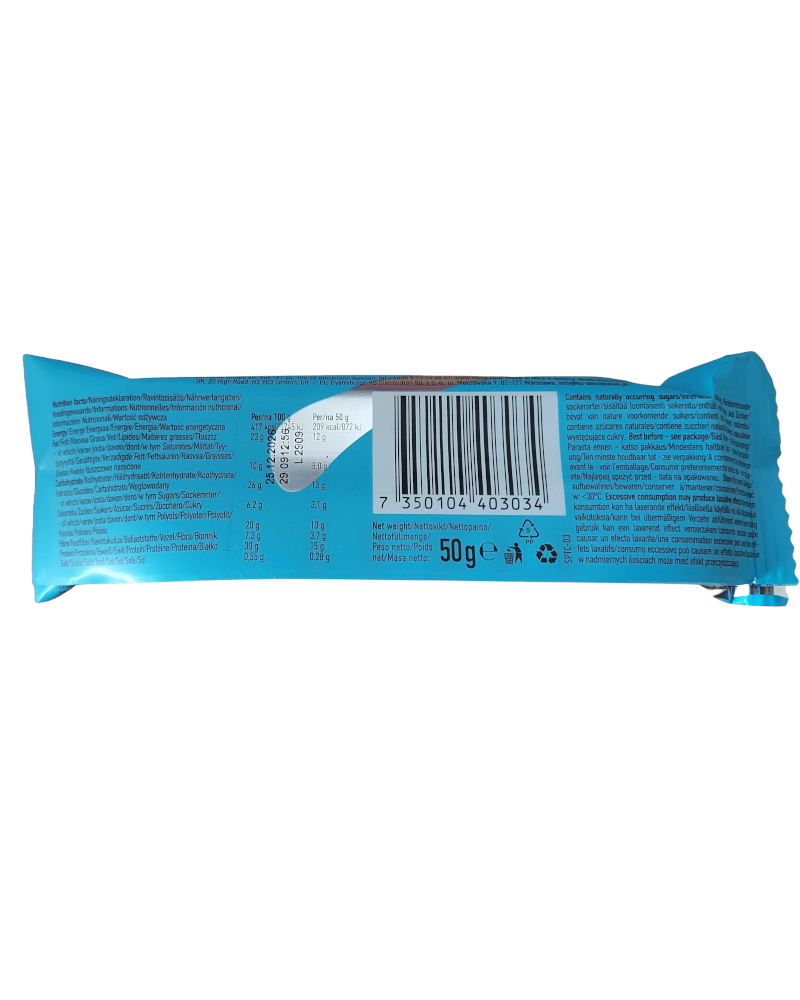 Nick's Protein Bar Triple Chocolate (No added Sugar) packet back