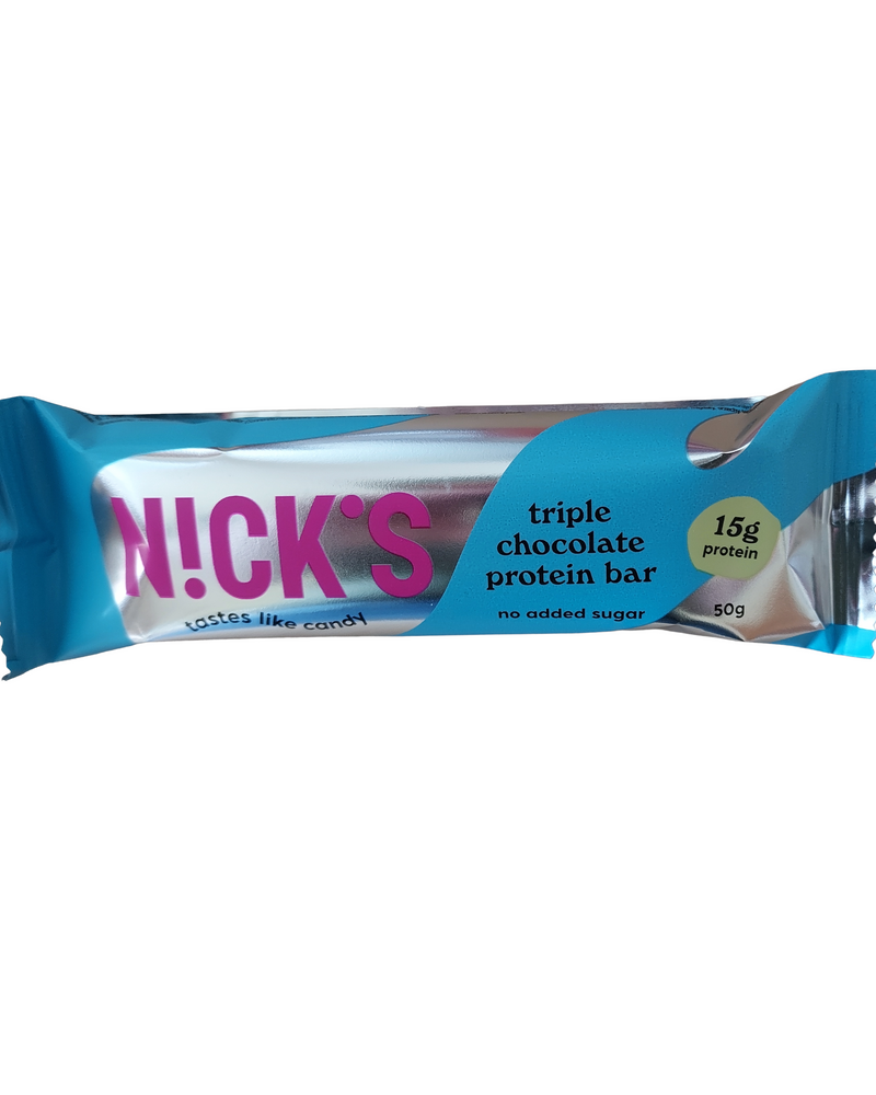 Nick's Protein Bar Triple Chocolate (No added Sugar packet front
