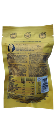 Yellow package with nutritional information and branding on a white background