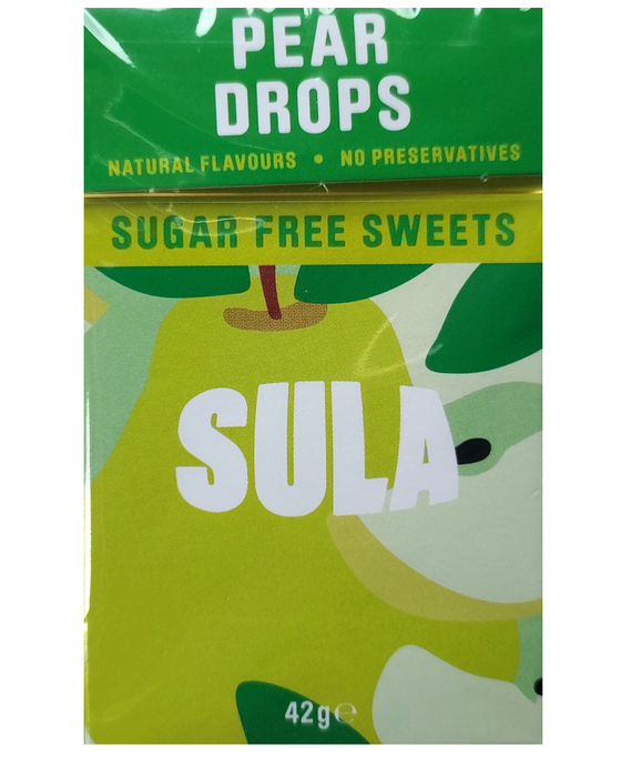 Sula Sugar free Pear drops packet fron