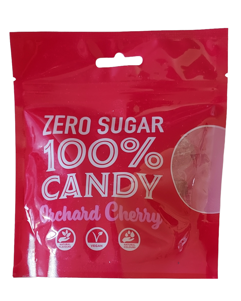 Zero Sugar 100% Candy Orchard Cherry pouch front
