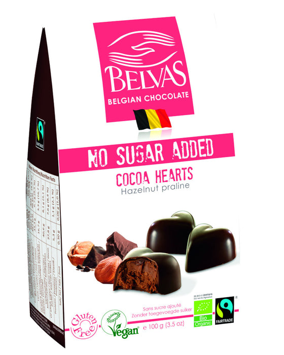 Belvas's Cocoa Hearas Hazelnut Praline  (No Added Sugar, Vegan)