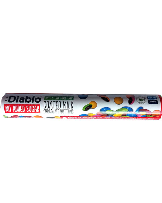 Diablo No Added Sugar Coated chocolate Buttons  (Stevia  22g Tube)