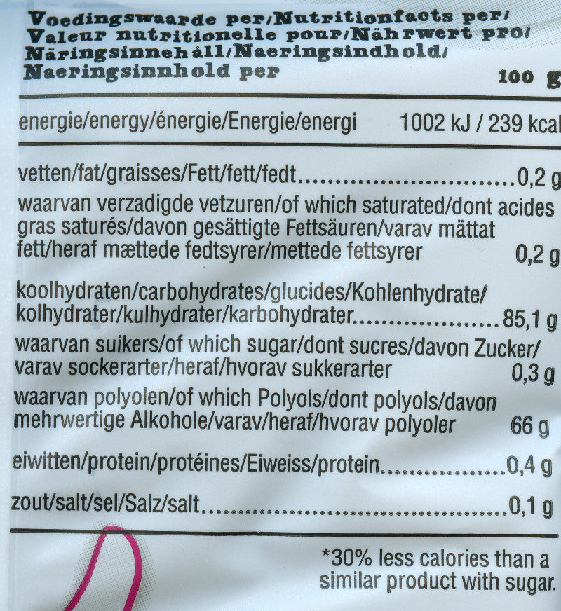 de Bron Sweet Sugar Free Liquorice Nutitional info
