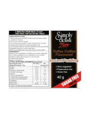 Delish Sugar Free Toffee Coffee Flavoured Instant Pudding packet back