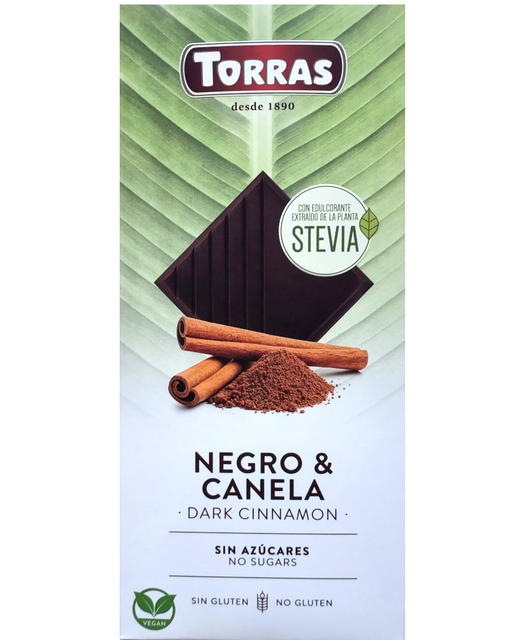 Torras Stevia Dark Chocolate with cinnamon. (NAS)